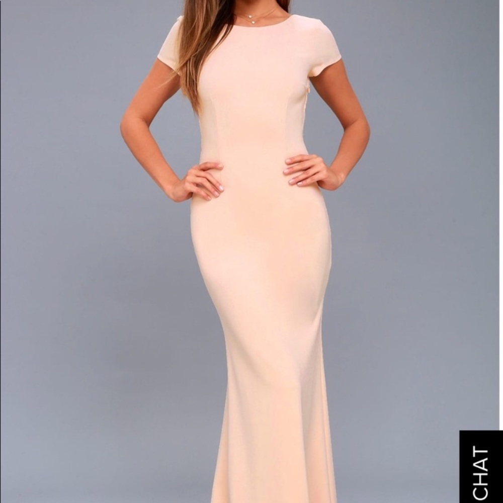 Lulus blush pink bridesmaid shortsleeve maxi dress